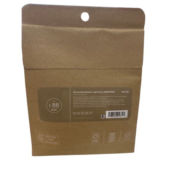 ALLBIRDS Organic Cotton Anytime Bralette Light Gray Size Large New - Picture 3 of 4